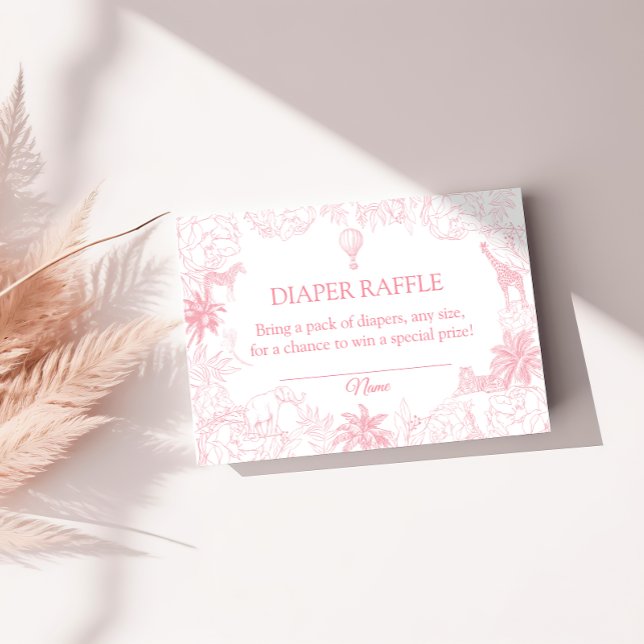 Blush Pink Safari Animals Jungle Diaper Raffle Enclosure Card (Creator Uploaded)