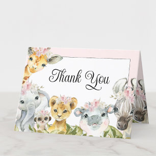 Blush Pink Safari Baby Shower Thank You Card