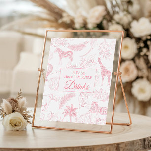 Blush Pink Safari Jungle Baby Shower Drinks Sign