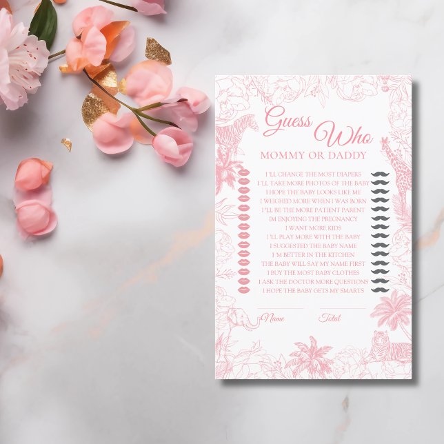 Blush Pink Safari Jungle Baby Shower Guess Who (Creator Uploaded)