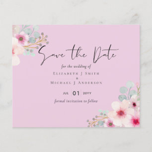 Blush Pink Sage Floral Wedding Save the Dates