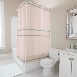 Blush Pink Sage Green White Geometric  Shower Curtain