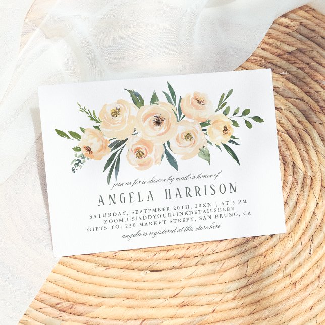 Blush Pink & Sage Watercolor Bridal Shower By Mail Invitation (Creator Uploaded)