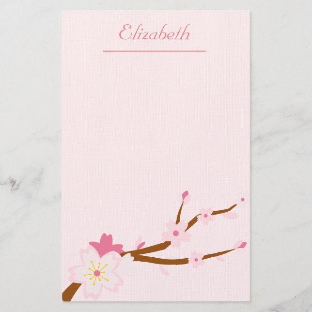 Blush pink Sakura CHerry Blossom Japanese Stationery (Front)