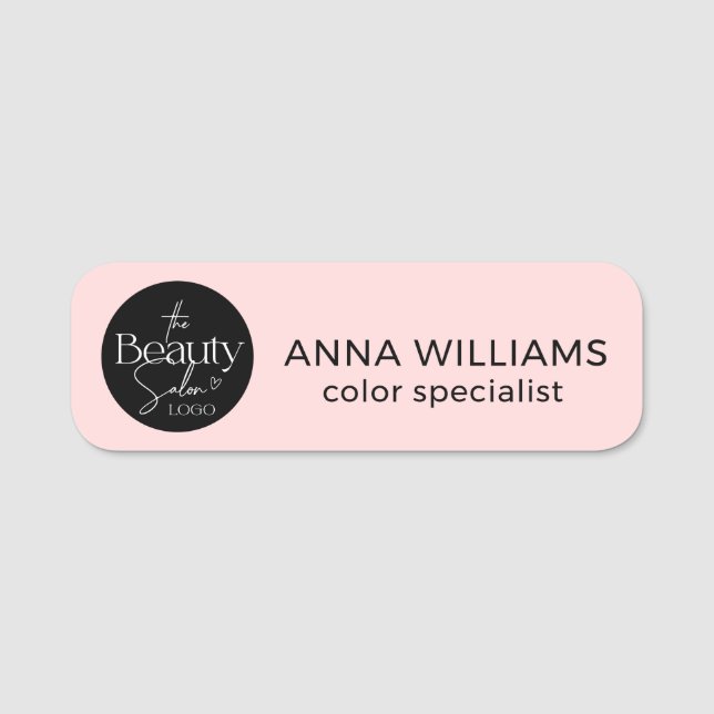 Blush Pink Salon Professional Name Tag (Front)