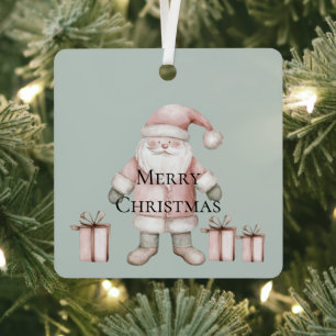 Blush Pink Santa Christmas  Metal Tree Decoration