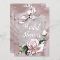 Blush Pink Satin Bow & Rose Romantic Bridal Shower