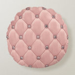 Blush Pink Satin Elegant Chic Metallic Round Cushion<br><div class="desc">Beautiful elegant pink blush satin look pretty round throw pillow.</div>