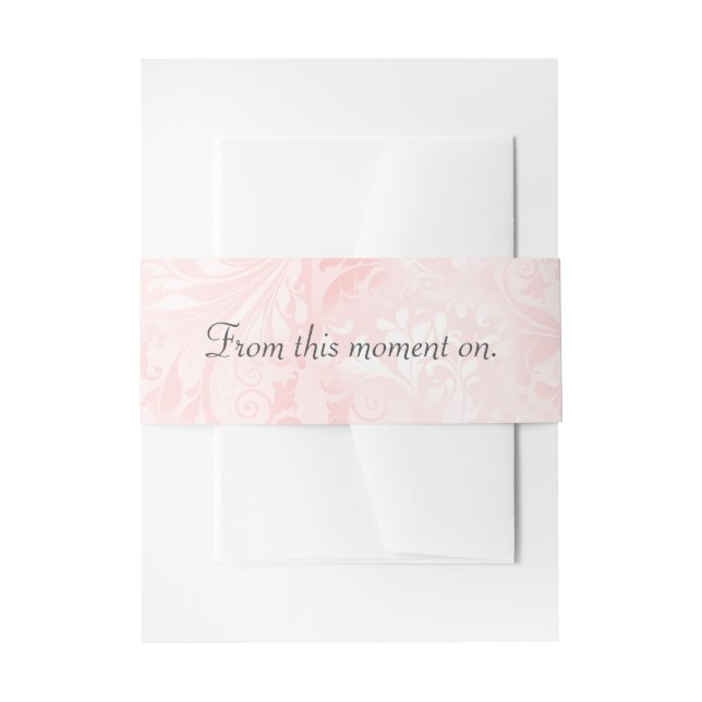 Blush Pink Satin Wedding Quote Invitation Belly Band (Front Example)