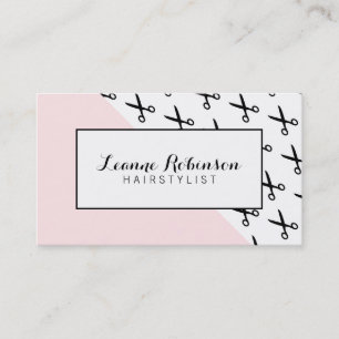 Blush pink scissors hairstylist business card