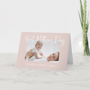 Blush Pink Script First Mother's Day Photo Card