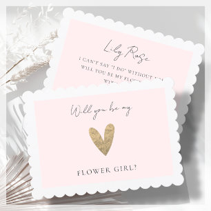 Blush Pink   Script Flower Girl Proposal Invitation