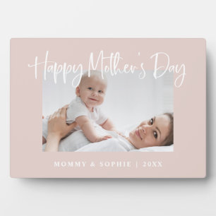 Blush Pink   Script Happy Mother's Day Photo Plaque