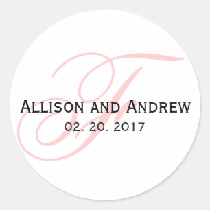 Blush Pink Script Initial F Monogram Wedding Favou Classic Round Sticker