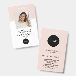 Blush Pink Script Logo Hair Photo Makeup Badge ID Badge