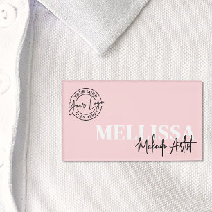 Blush Pink Script Logo Makeup Name Tag