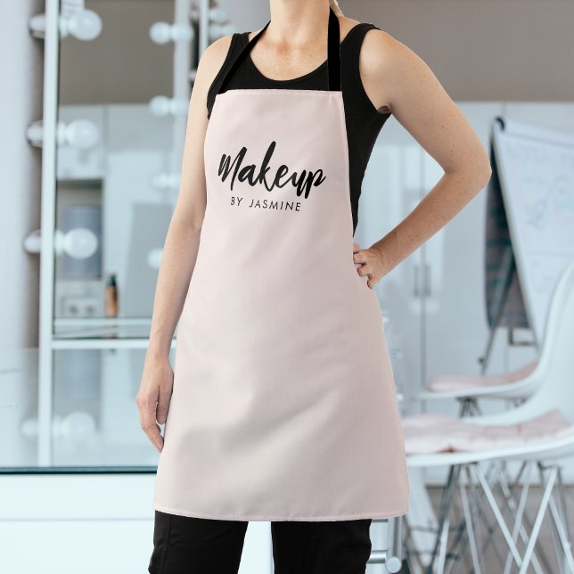 Blush Pink Script Logo Makeup Staff Apron (Creator Uploaded)