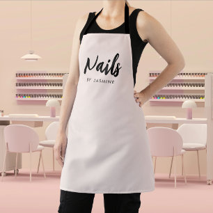 Blush Pink Script Logo Nail Salon Staff Apron