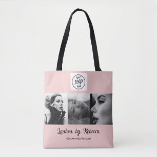 Blush Pink Script Logo Photo Eye Lashes Studio Tote Bag