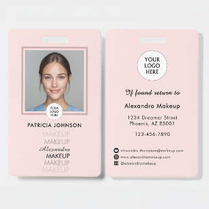 Blush Pink Script Logo Photo ID Badge
