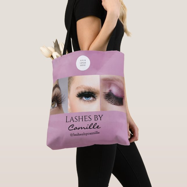 Blush Pink Script Logo Photo Lash Studio  Tote Bag (Close Up)