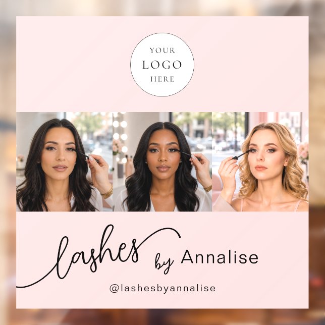Blush Pink Script Logo Photo Lashes Makeup Studio (Sheet 2)