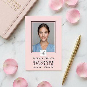 Blush Pink Script Logo Photo Lashes Studio ID Badge