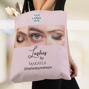 Blush Pink Script Logo Photo Lashes Studio Tote Bag