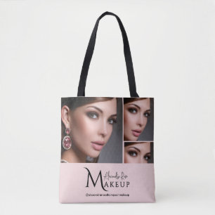 Blush Pink Script Logo Photo Makeup Artist Tote Bag