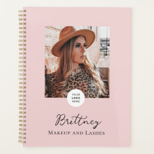 Blush Pink Script Logo Photo Makeup Customizable Planner