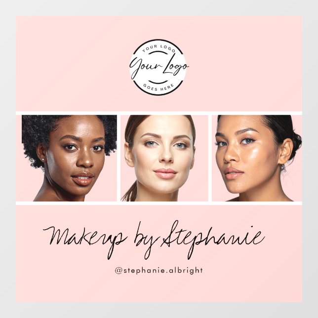 Blush Pink Script Logo Photo Makeup Studio (Sheet)