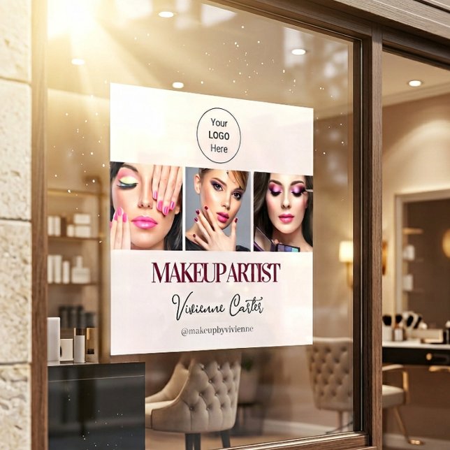 Blush Pink Script Logo Photo Makeup Studio (Blush Pink Script Logo Photo Makeup Studio Window Cling)