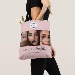 Blush Pink Script Logo Photo Makeup Studio Tote Bag