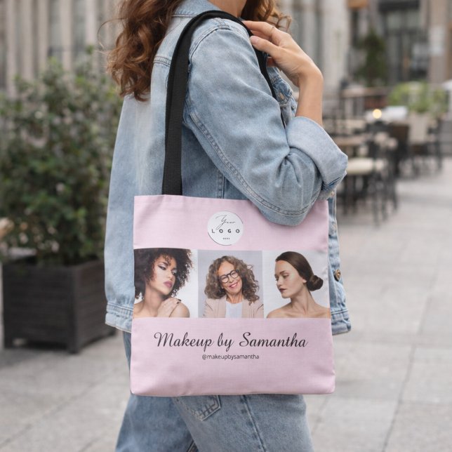 Blush Pink Script Logo Photo Makeup Studio Tote Bag (Creator Uploaded)