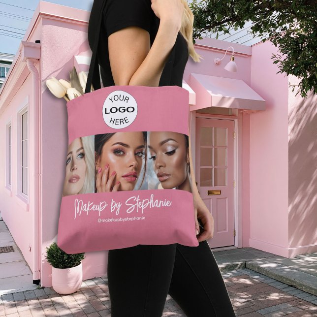 Blush Pink Script Logo Photo Makeup Studio Tote Bag (Creator Uploaded)