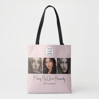 Blush Pink Script Logo Photo Makeup Studio Tote Bag