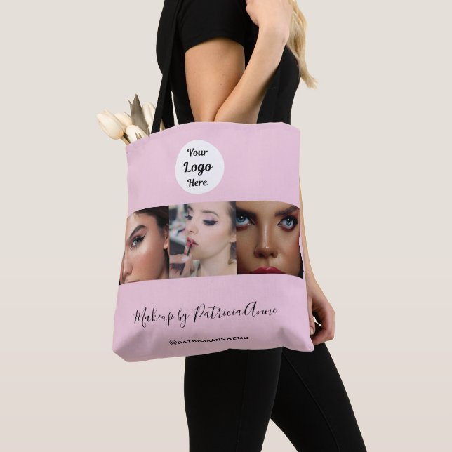 Blush Pink Script Logo Photo Makeup Studio  Tote Bag (Close Up)