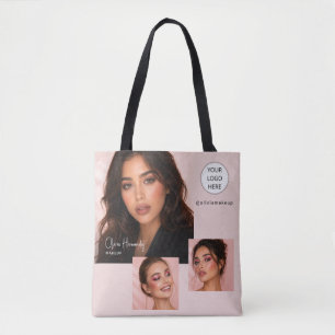 Blush Pink Script Logo Photo Makeup Studio Tote Bag