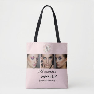 Blush Pink Script Logo Photo Makeup Studio Tote Bag