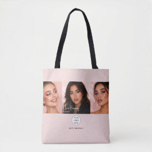 Blush Pink Script Logo Photo Makeup Studio Tote Bag