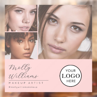Blush Pink Script Logo Photo Makeup Studio Window