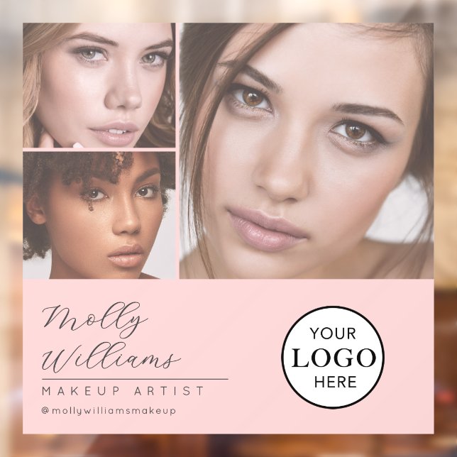 Blush Pink Script Logo Photo Makeup Studio Window  (Sheet 2)