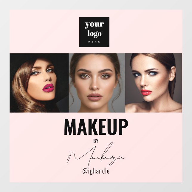 Blush Pink Script Logo Photo Makeup Studio Window  (Sheet)