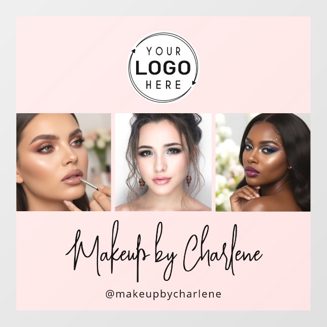 Blush Pink Script Logo Photo Makeup Studio Window (Sheet)