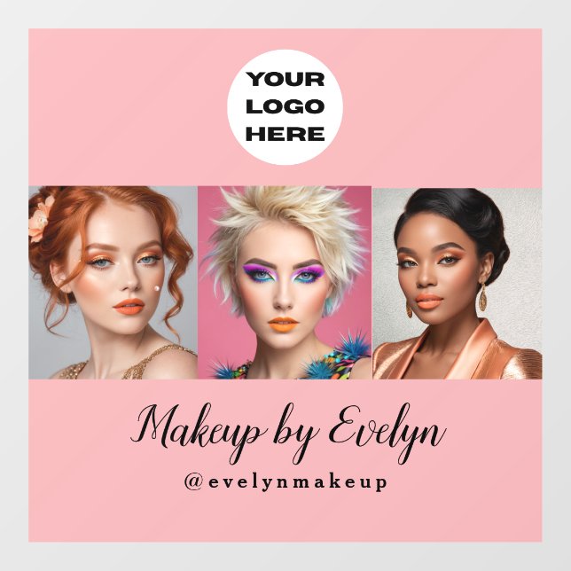 Blush Pink Script Logo Photo Makeup Studio Window  (Sheet)