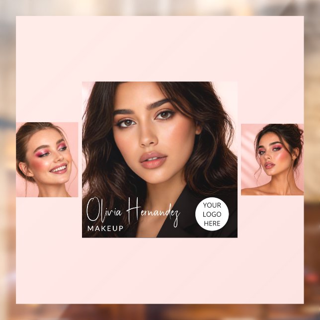 Blush Pink Script Logo Photo Makeup Studio Window (Sheet 2)