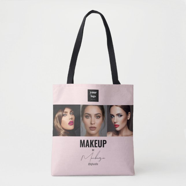 Blush Pink Script Logo Photo Makeup Studio Window  Tote Bag (Front)