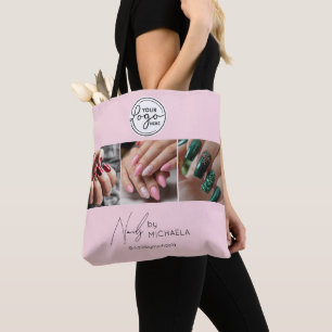 Blush Pink Script Logo Photo Nail Studio  Tote Bag