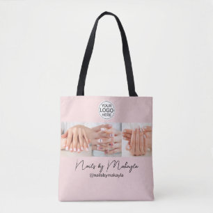 Blush Pink Script Logo Photo Nail Studio Tote Bag
