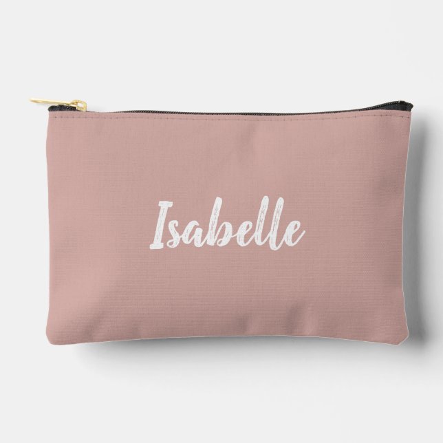 Blush pink script monogram accessory pouch (Front)